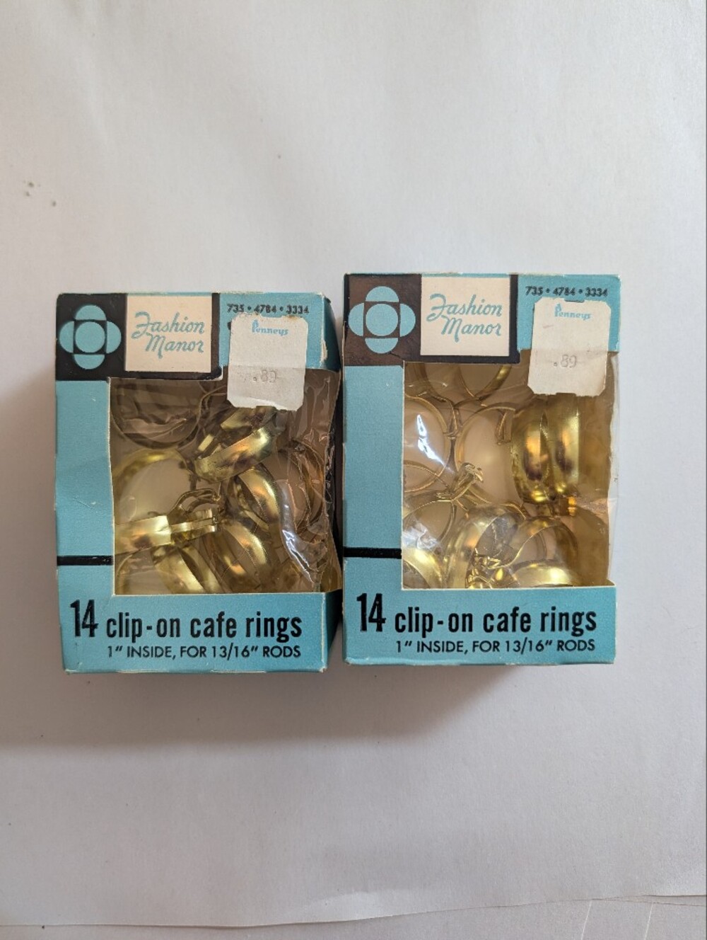 Vintage Fashion Manor Clip On Cafe Rings Gold Brass 1" JCPenney 2 Packs Of 14